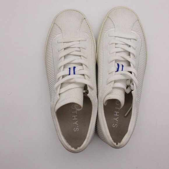 Rothy’s The Lace Up Sneaker Women's Size US 7 White Knit Fabric Casual Shoes - Picture 9 of 10